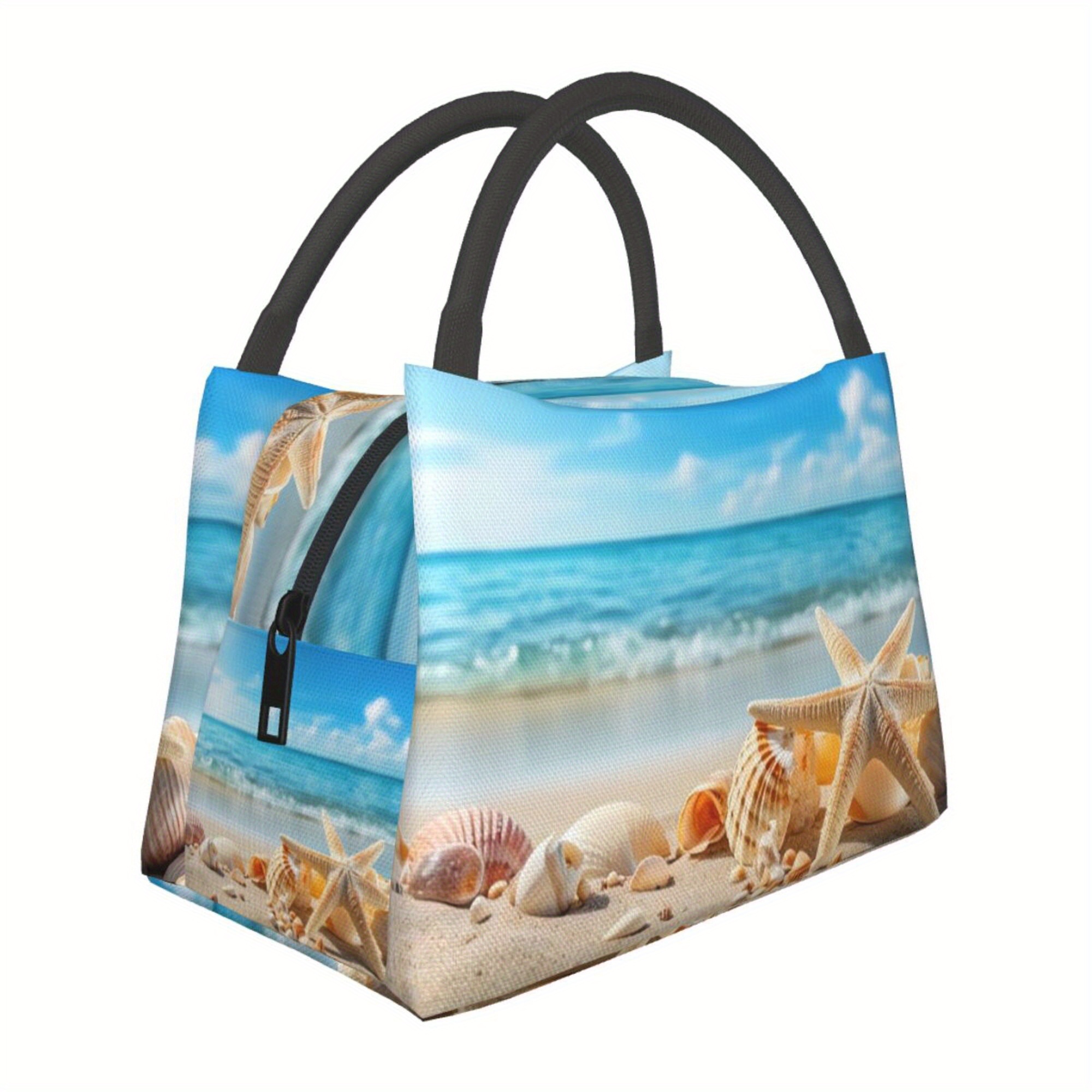 TEMU 1pc Christmas Beach Shell Pattern Insulated Bag, Portable Reusable Cooler Bag, Lunch Bag For Camping, Picnic, And Beach Essentials, Suitable For