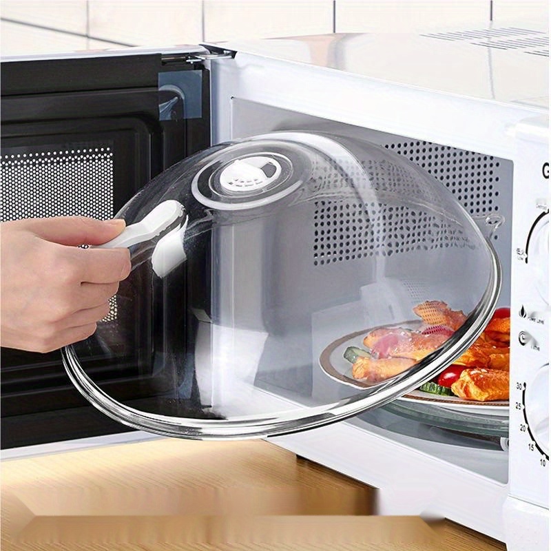 high temperature resistant transparent food cover with handle splash proof microwave   food grade freshness lid microwave food cover details 1