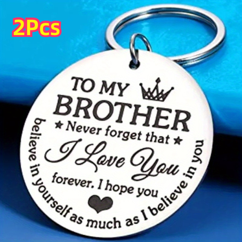 

2pcs Stainless Steel Round Keychain, Gift From Sister Brother, Christmas Birthday Graduation Gift Key Ring