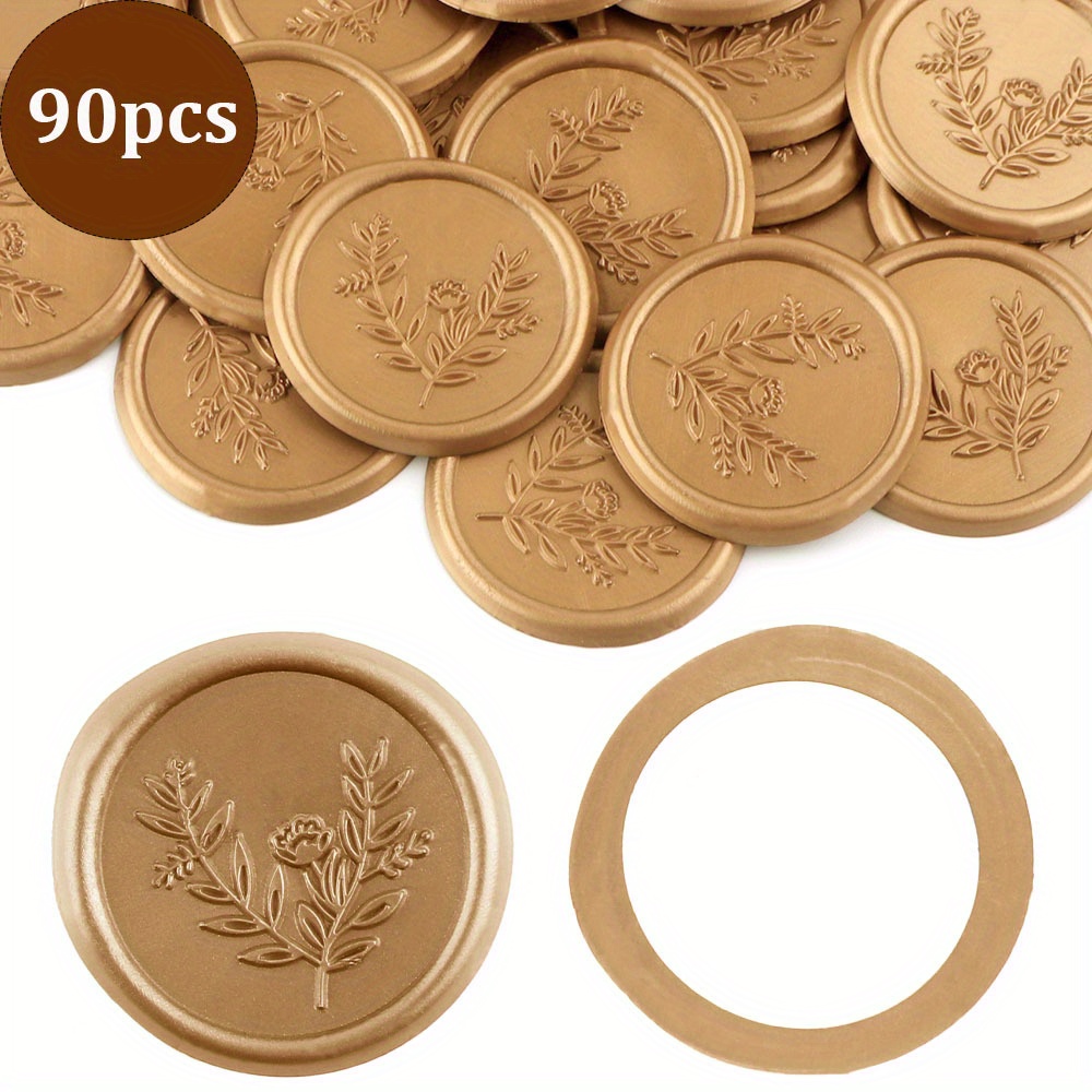 TEMU 30/60/90pcs d'autocollants de en cire dorée, parfaits pour sceller les enveloppes et décorer de Noël, les invitations de mariage et les fêtes