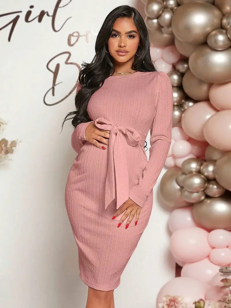 Maternity Dress Spring Long Skirt Casual Comfortable Maternity Wear Long-Sleeved Work Clothes Hip Wrap Dress Maternity Dress Spring Long Skirt Casual Comfortable Maternity Wear Long-Sleeved Work Clothes Hip Wrap Dress