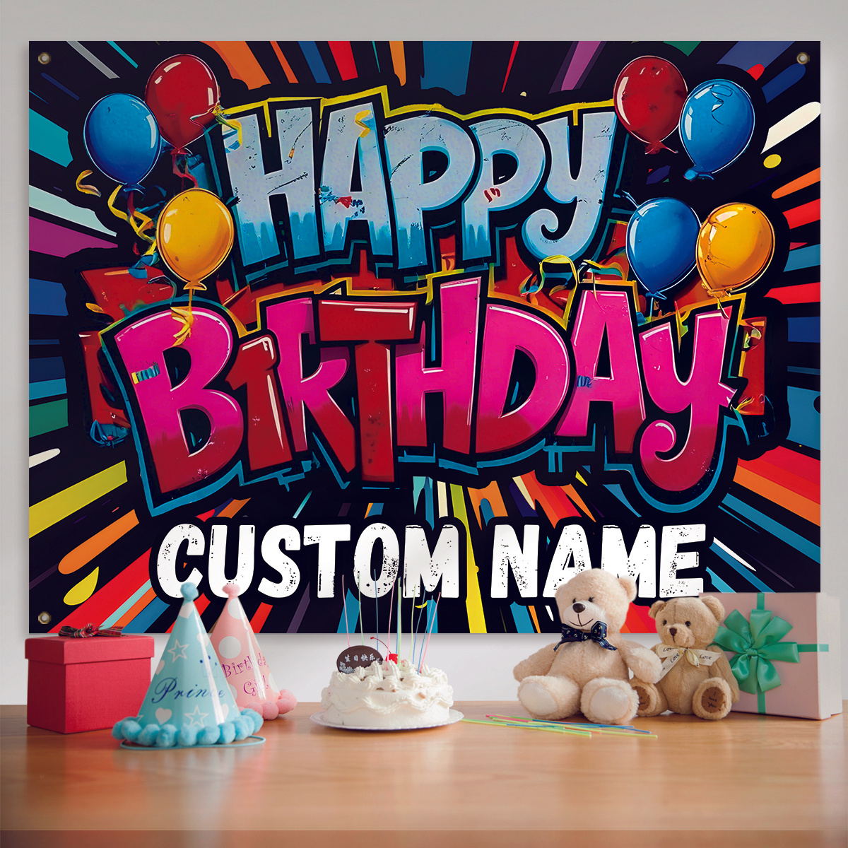 

1pc Personalized Backdrop - Custom Name Polyester Party Banner 240x176cm, No Electricity Needed, Ideal For Photo Booth, Cake Table Decor, Room Aesthetic Accessory