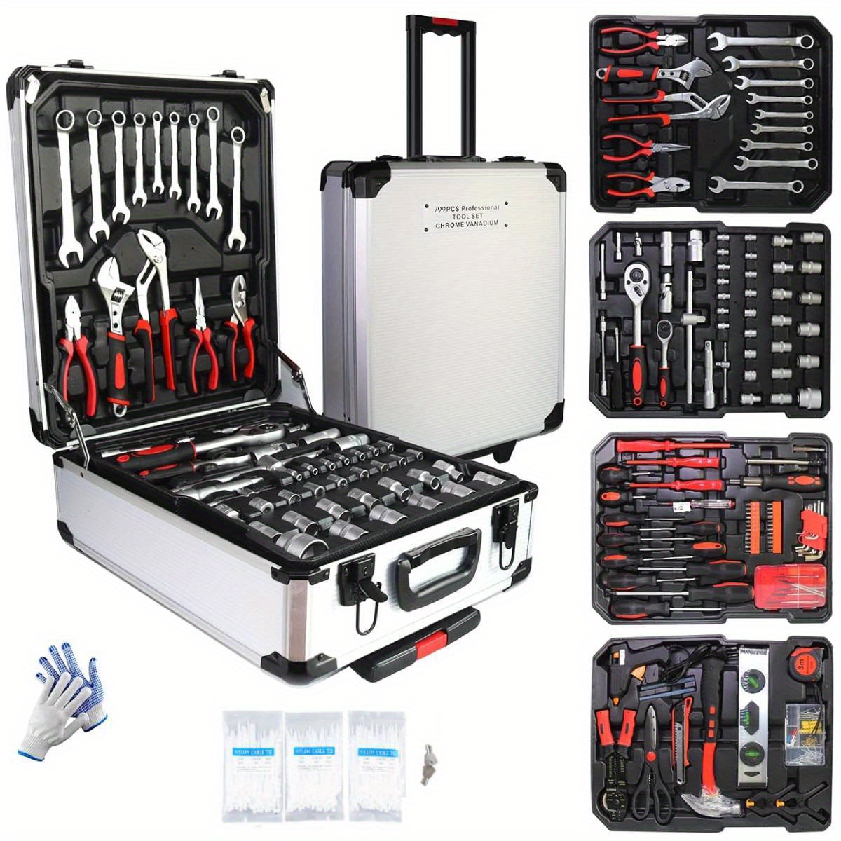 

799pcs Tool Set With Tool Box, Household Tool Kit, General Home/ Auto Repair Tool Set, Storage Case Socket Wrench Sets For Home Maintenance, Perfect For Handyman, Homeowner, Dryer