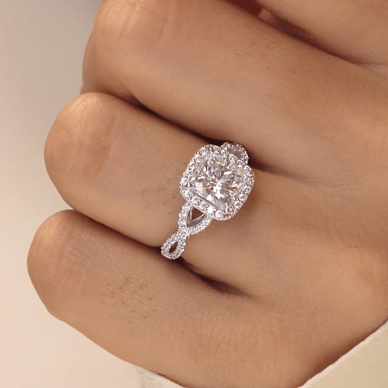 TEMU 1 Fashionable Square Synthetic Synthetic Zircon Eternal 925 Silver Ring - For Men's And Women's Wedding Jewelry For Anniversaries, Birthdays,