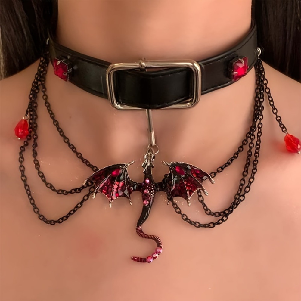 

1pc Luxury Punk Style Dragon Tassel Necklace - Unique Gothic Jewelry For Men And Women