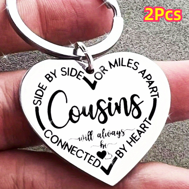 

2pcs Cousins Keychain - Steel Shaped Engraved - , , Or Any For Cousins, , Or