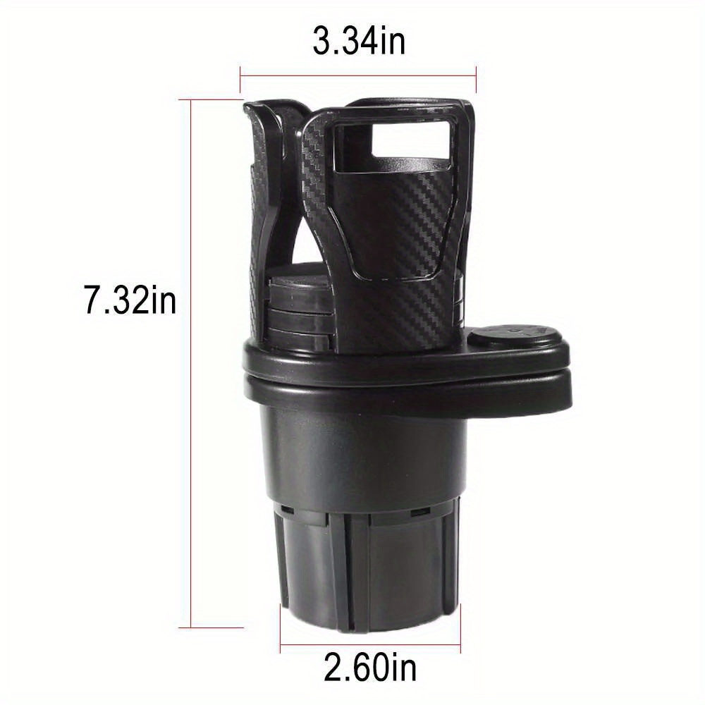 TEMU 2in 1 Car Dual Cup Holder Extender With 360° Adjustable Beverage Holder