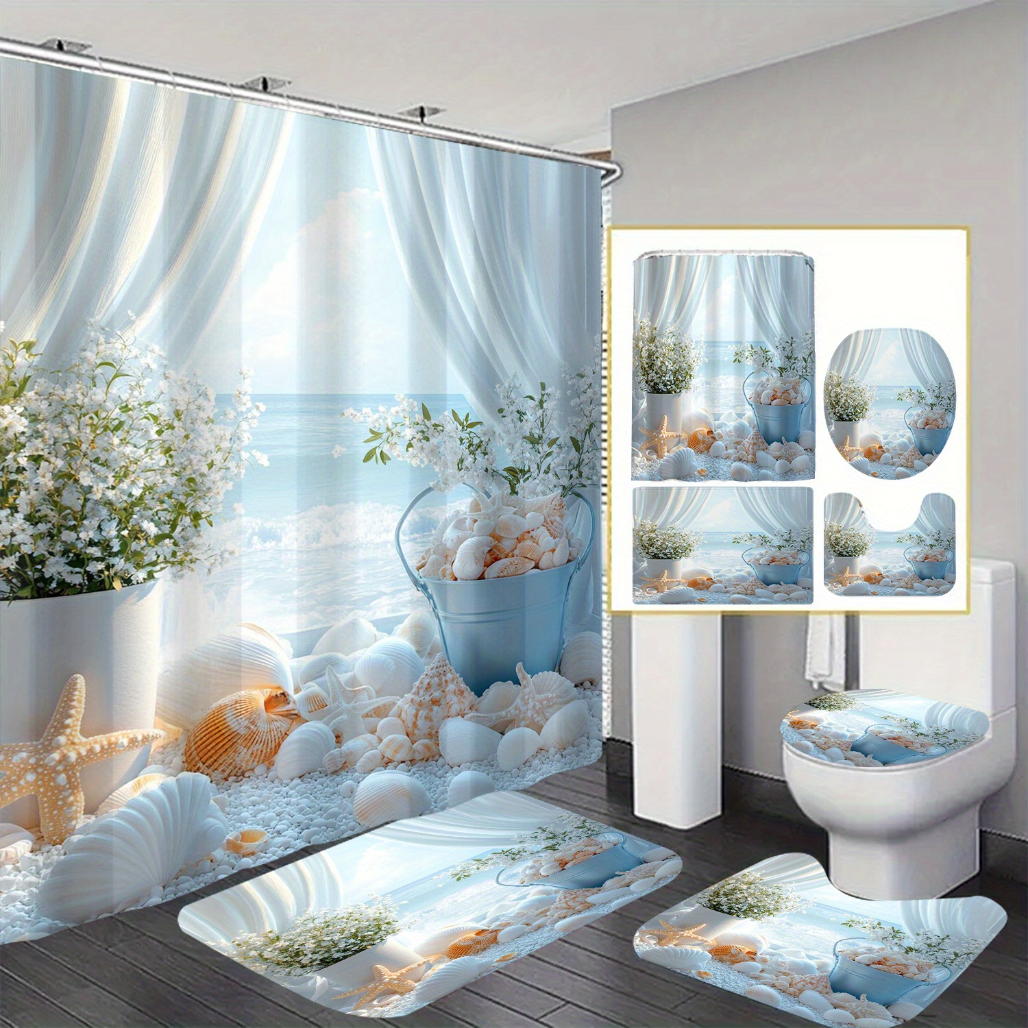 

And Shower 12 Suitable For Washable Bathroom 4pcs