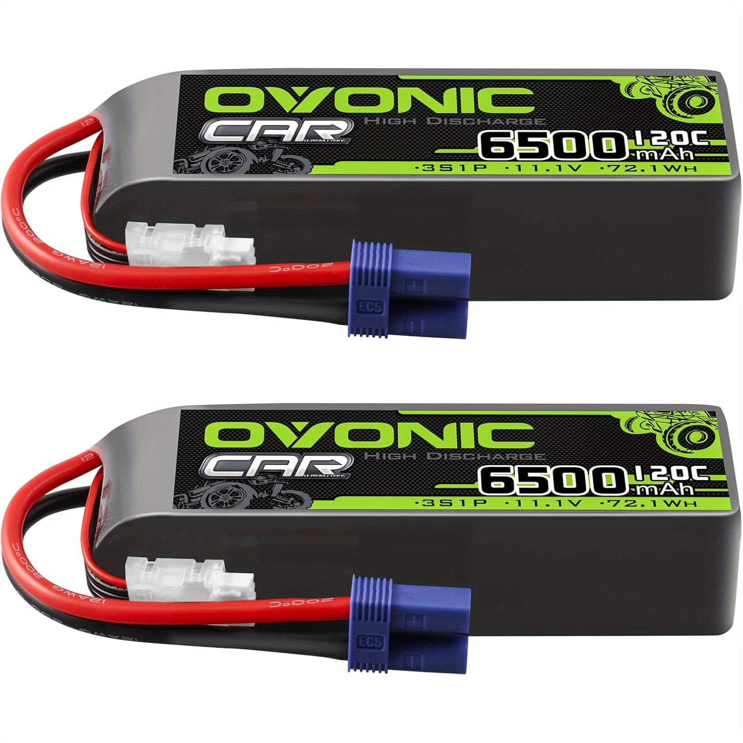 

Batterie OVONIC 3S 11.1 V 6500 mAh 120 C avec prise EC5 pour voiture RC, camion RC, avion, hélicoptère, bateau, course de voiture, RC (2 packs)