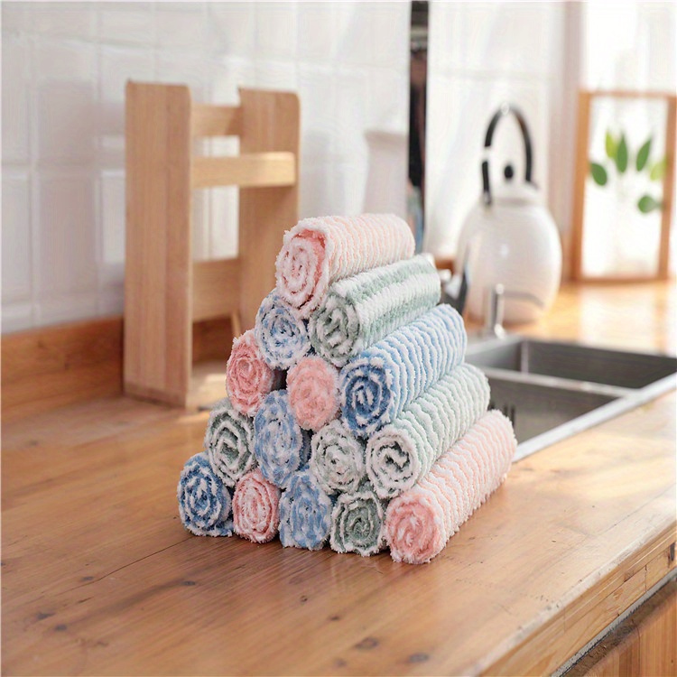 10pcs ultra   velvet kitchen towels oil shed resistant super absorbent dishcloths for cleaning and drying details 2