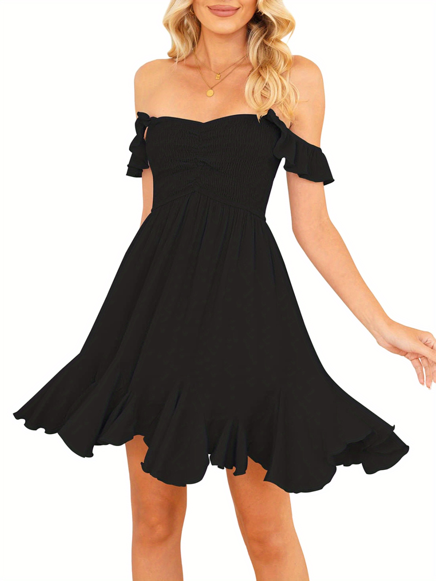 summer elegant off-shoulder pleated white graduation dress for women |  Check Out Today's Deals Now | Temu