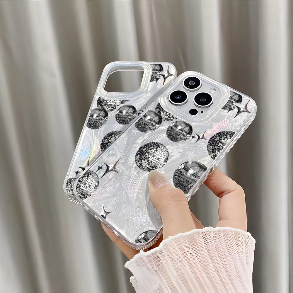 y2k star aesthetic phone case silvery disco mirror ball - Temu