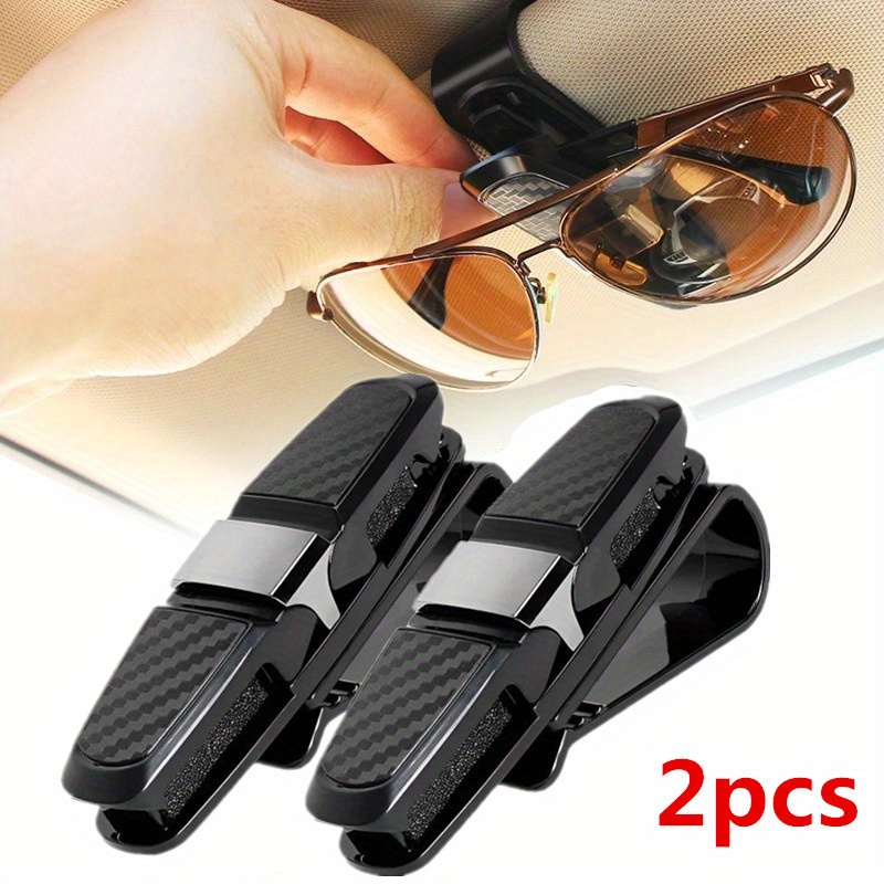 

2-pack Car Visor Sunglass Holder Clip, Portable Eyeglasses Mount, Universal Vehicle Sun Visor Ticket Holder, Pvc Material Auto Accessories Compatible With Various Models