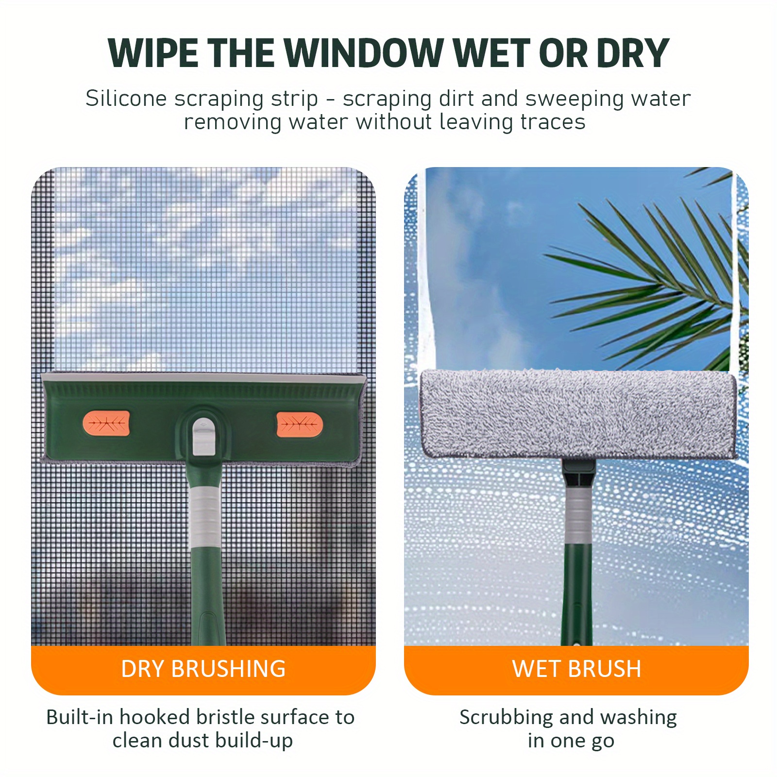   2 in 1 rotatable window squeegee cleaner kit with extension pole 94 telescopic bendable head for indoor outdoor car   use details 4