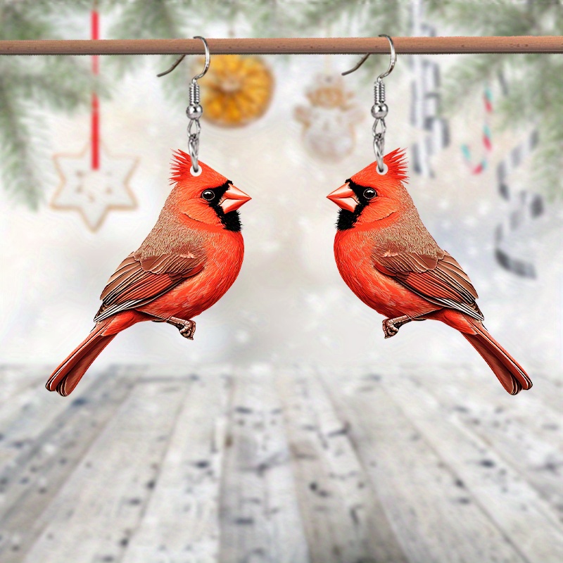 

1 Pair Bird Acrylic Dangle Earrings - Festive Animal Design Drop Earrings For Women, Ideal For Christmas And Universal Occasions, Lightweight, No Feathers Jewelry Gift