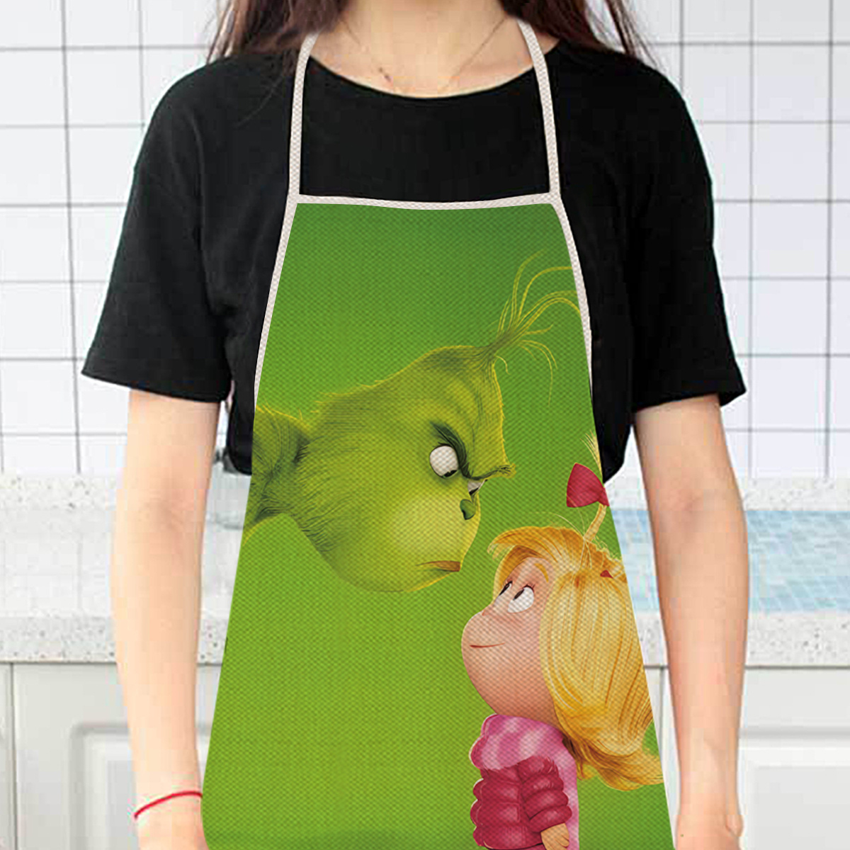 

Waterproof Cartoon Apron - Durable Polyester, Perfect For Cooking, Baking & Restaurant Service