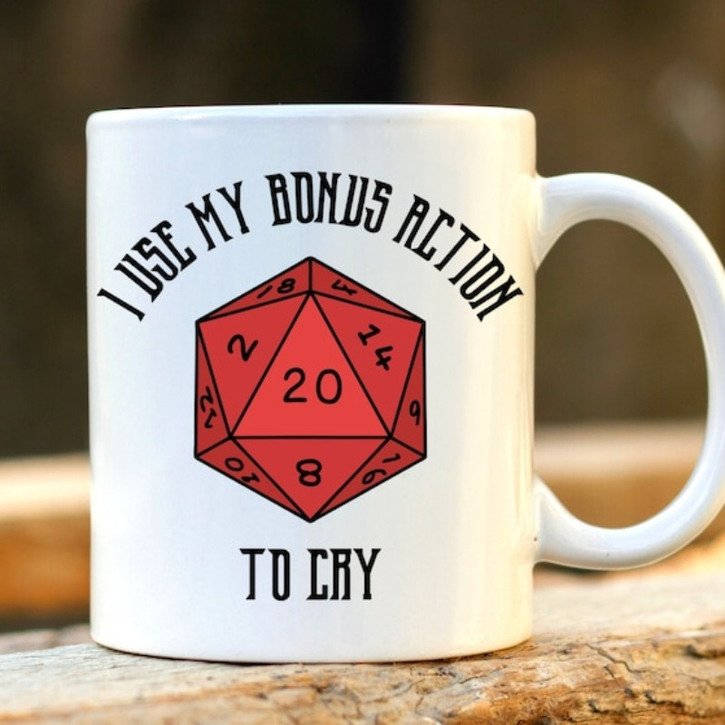 

1pc " My Action" Ceramic Coffee Mug - Fun Rpg Dice Design, Perfect Gift For Gamers And