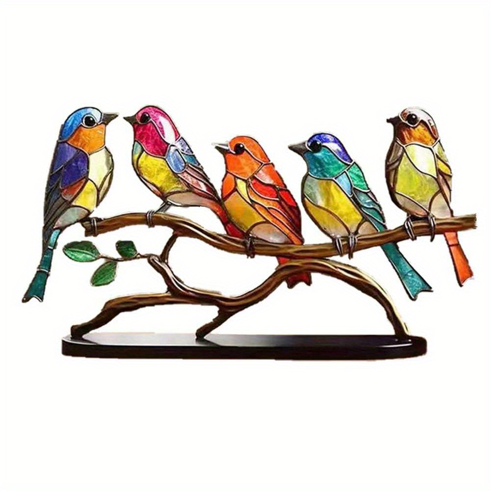 TEMU Bird Statue Ornaments Metal Birds On Branch Desktop Ornaments Desktop Figurine For Home Office Decor, Gift Hummingbird Craft Statue Table Decoration