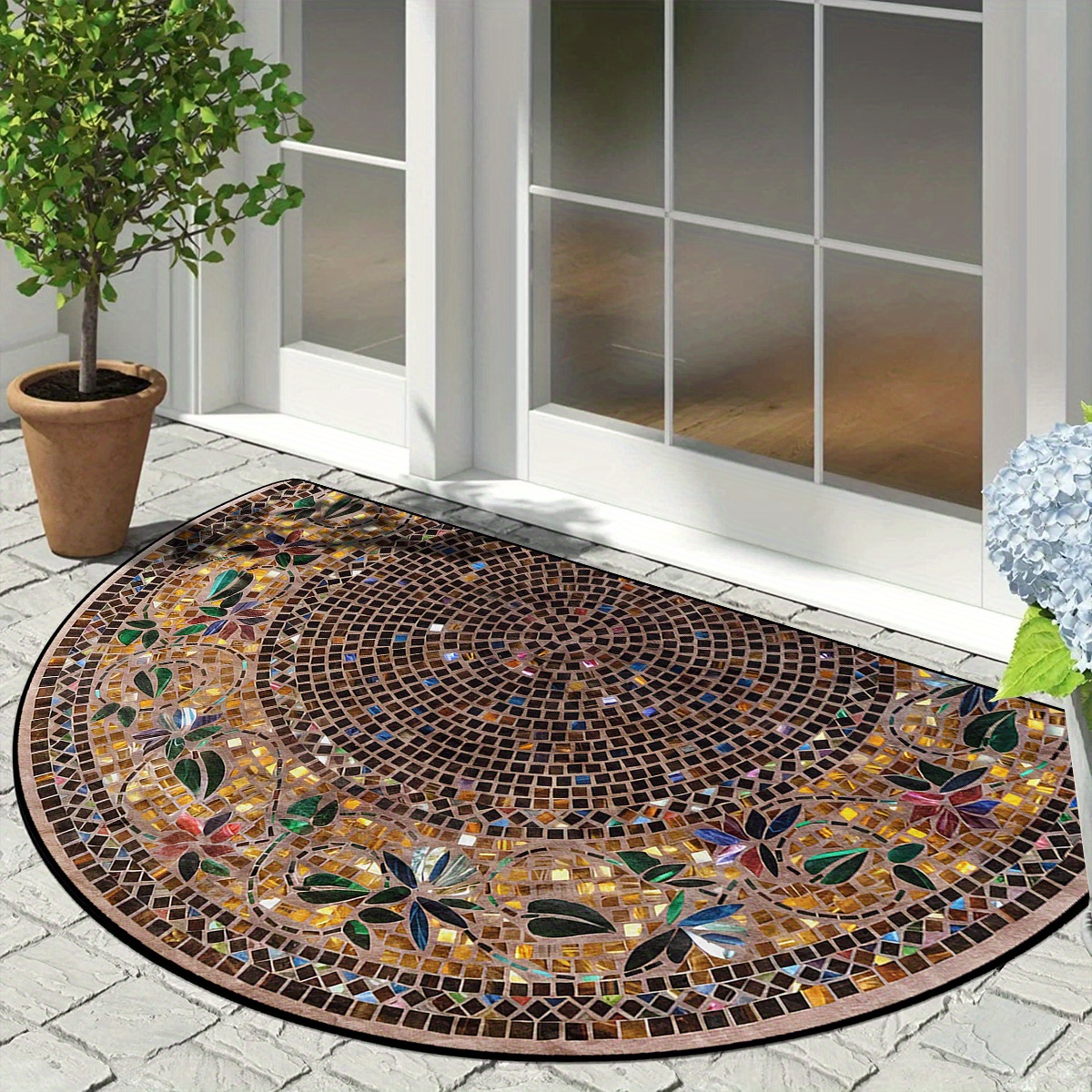 

1pc Luxury Vintage Ethnic Welcome Doormat, Non-slip Dirt-resistant Entryway Rug, Polyester, Machine Washable, Home Decor - Pack Of 1