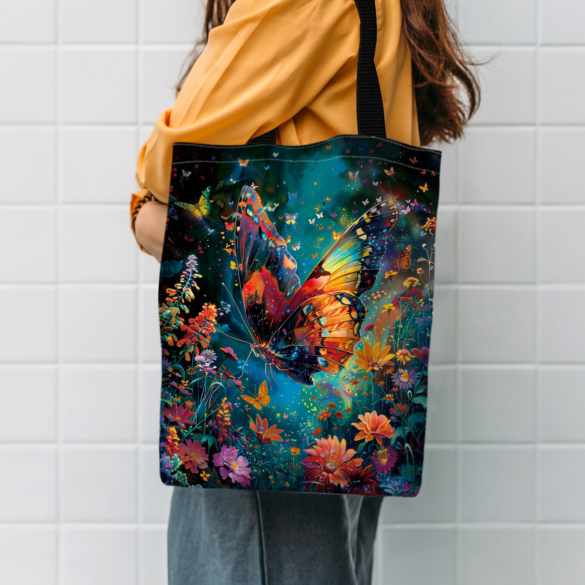 

1pc Vibrant & Floral Tote Bag – Large Capacity, Shoulder Bag For Everyday Shopping, Hand Wash Only, Mixed Colors, Women’s Fashion