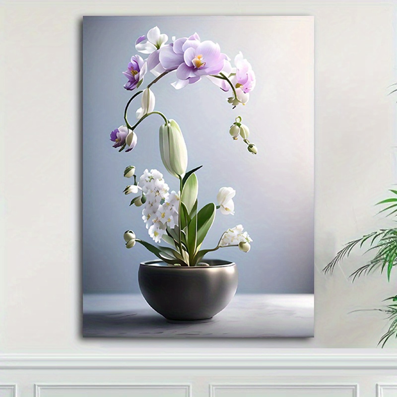 

1 sur toile florale, Orchides et jacinthes en pot, Image pour la décoration de pour , à coucher, , - moderne, Cadeau idéal