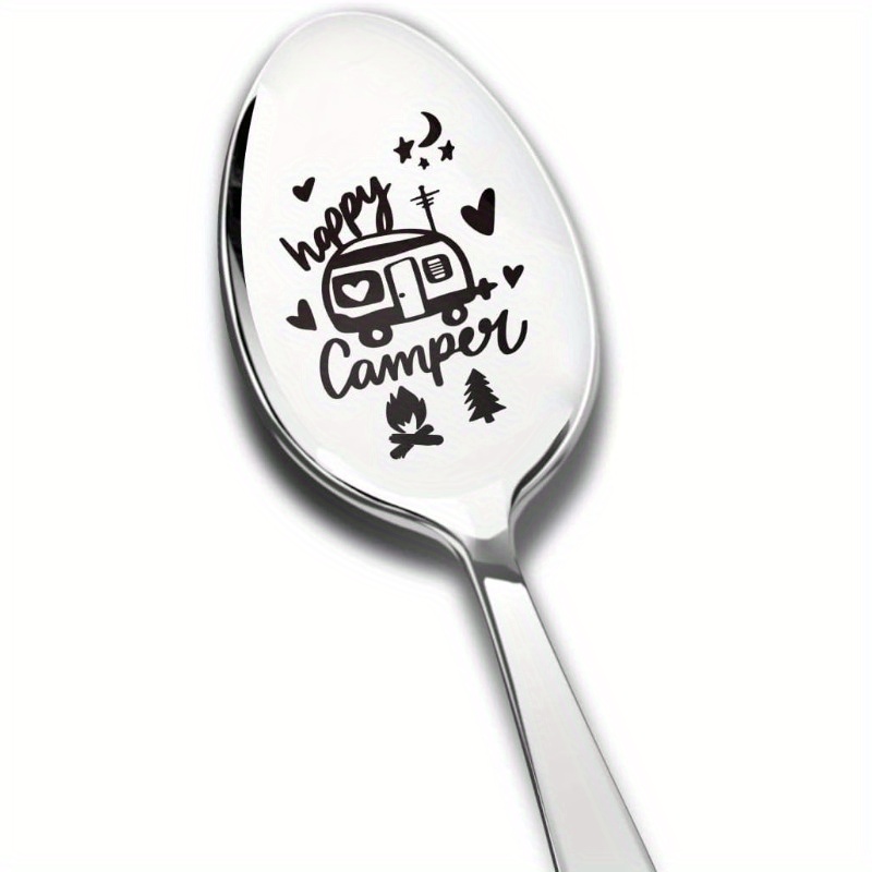 TEMU Fun Spoon, Engraved Stainless Steel Spoon, Best Teaspoon For Cafes, Coffee Camping Spoon, Gift For Campers, Birthday And Christmas Gift