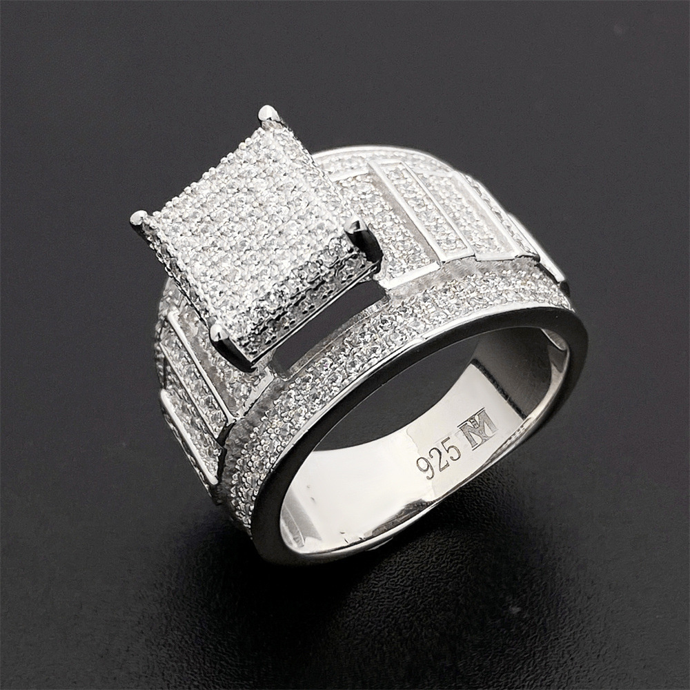 

1 Pc Hip Hop Domineering Hip Hop Ring S925 Silver Inlaid D Color Moissanite Men And Women Classic Fashion Holiday Gift For Boyfriend Or Girlfriend