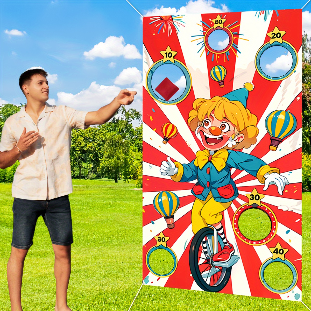 Halloween Carnival Party Games Clown Toss Games Banner With 4
