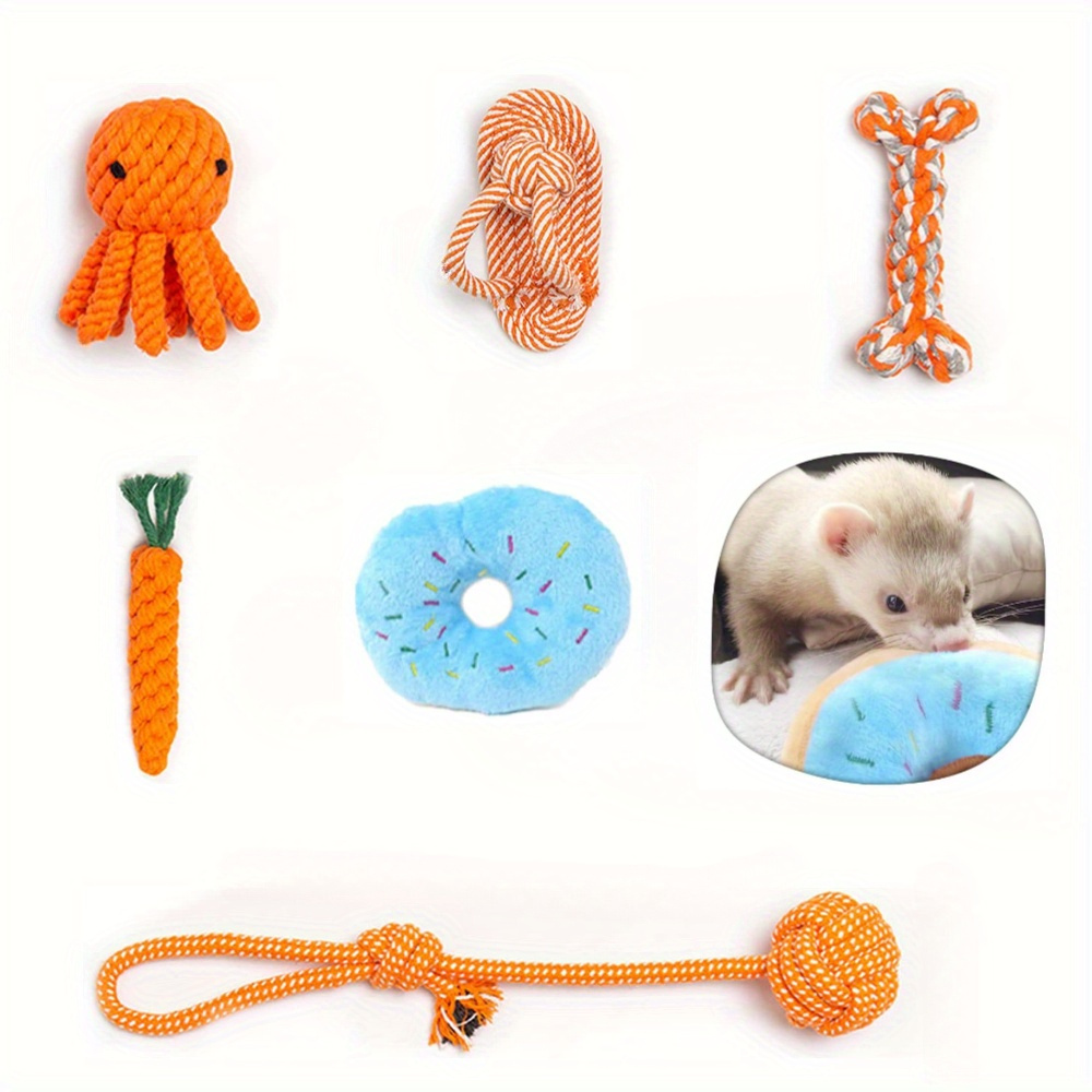 

6 Pcs Ferret Chew Toys Durable Knotted Rope Suitable For Teething Cotton Rope Chew Toys Interactive Dog Rope Toys Set Machine Washable