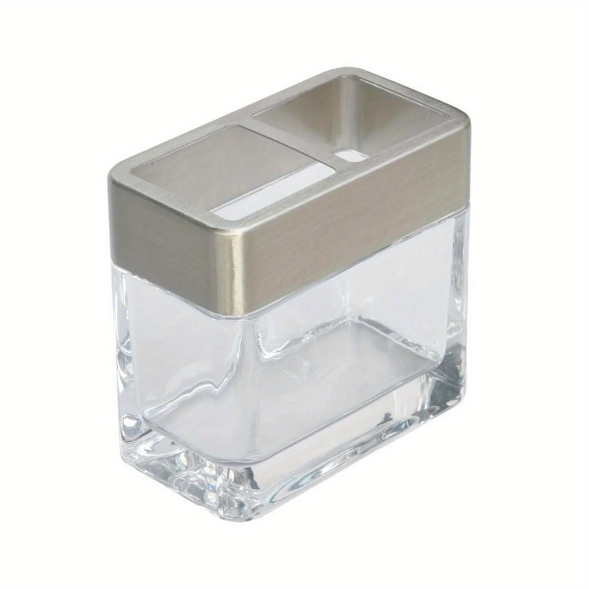 

Better Metal And Glass Toothbrush Holder, Clear With Silver Accent