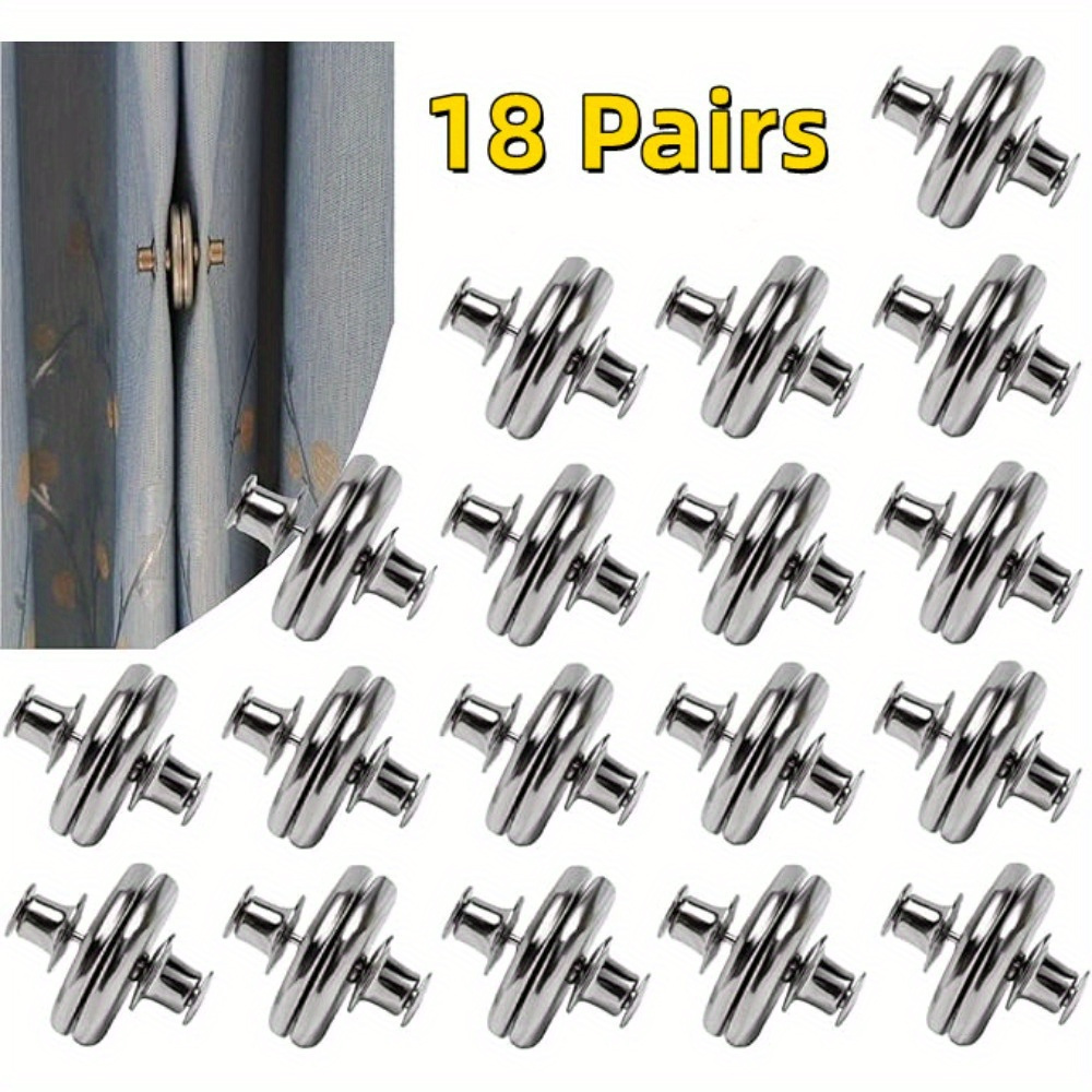 

18 Pairs Curtain Magnets Closure, Double Sided Magnetic, Multi- Magnetic Clips, Use For Fixed Curtains, Shower Curtains, Prevent Light Leaking, Adjust Trouser Waist And More