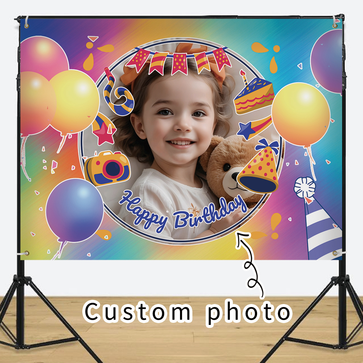 

Custom Photo Backdrop 95"x70" - Large, Personalized Banner For Party Decorations, Walls,