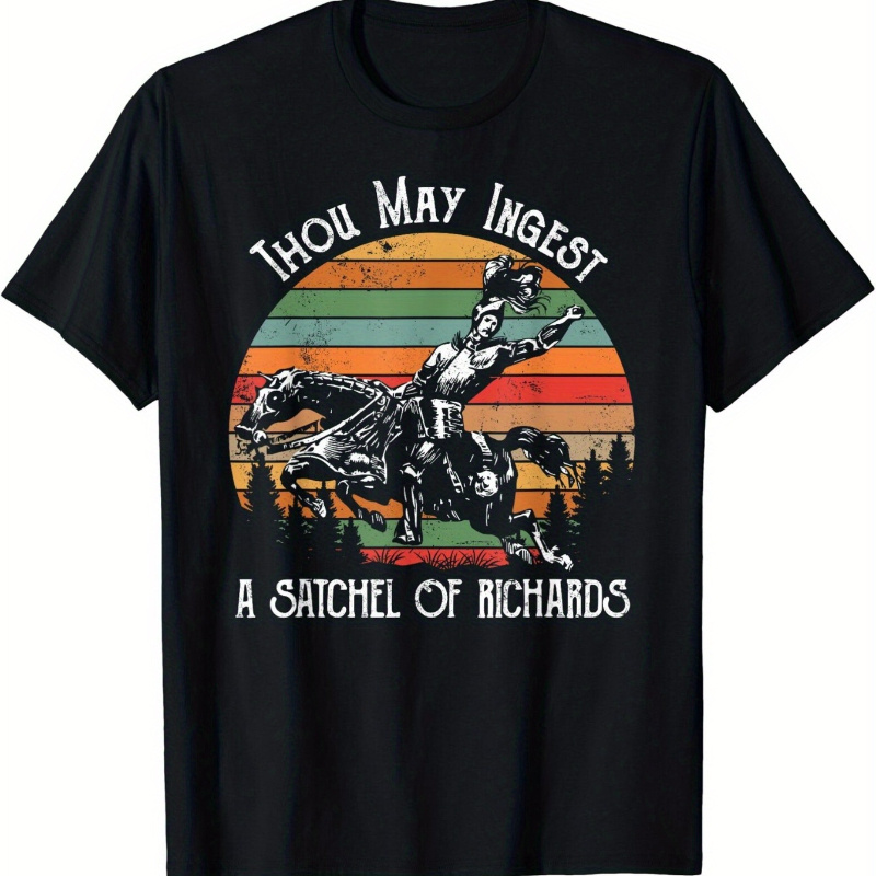 

Medium Stretch| Humorous "a Funny Gift" Cotton T-shirt - Men's Casual Crew Neck With Vibrant Cowboy Graphic, Breathable & Machine Washable, Ideal For Summer