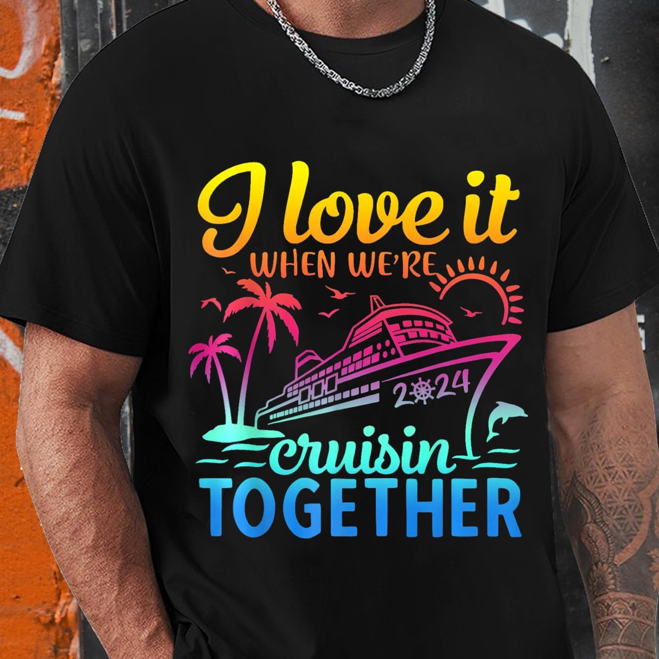 

2024 Family Cruise I Love The T-shirts We , Suitable For Vacation, Men's Fun Graphic T-shirts, Short Sleeve , Classic Fit, Crew Neck, T-shirts