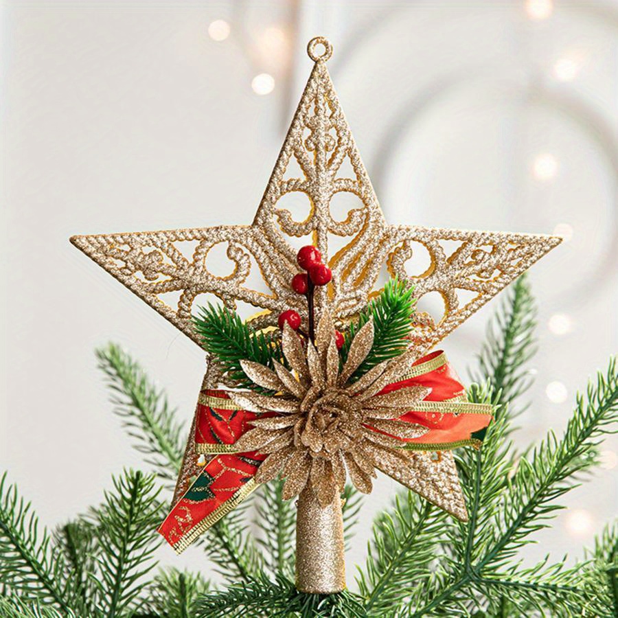 Gold Christas Tree Topper Lighted - Crown Tree Topper Light Up With 64