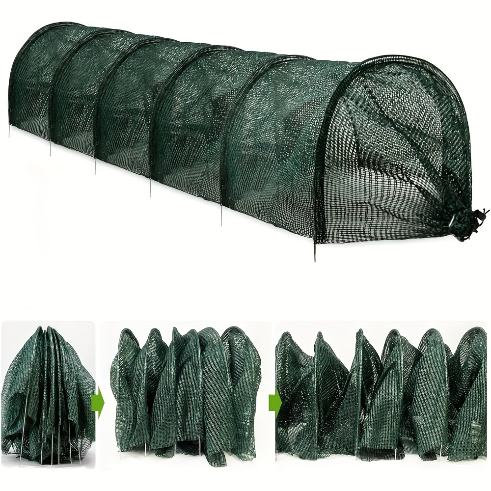 

Serre tunnel de jardin de 10 pieds avec filet d'ombrage - Couverture en plastique durable avec cadre en métal pour la protection des plantes dans les serres, les cours et les jardins