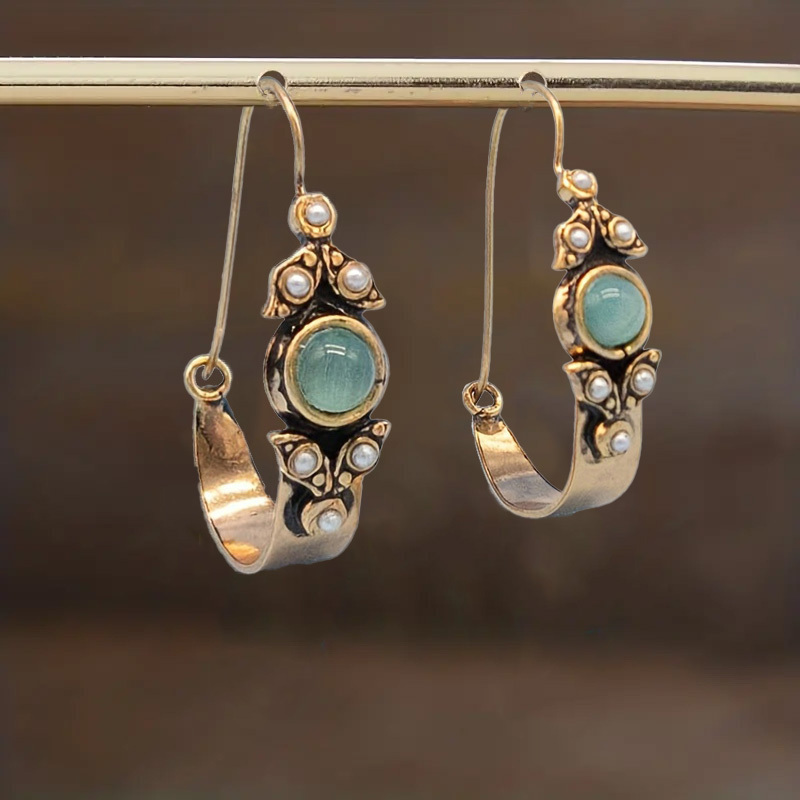 TEMU Boucles d'oreilles rétro bohèmes à pendentif et crochet, bijoux, cadeau de fête, 1 paire