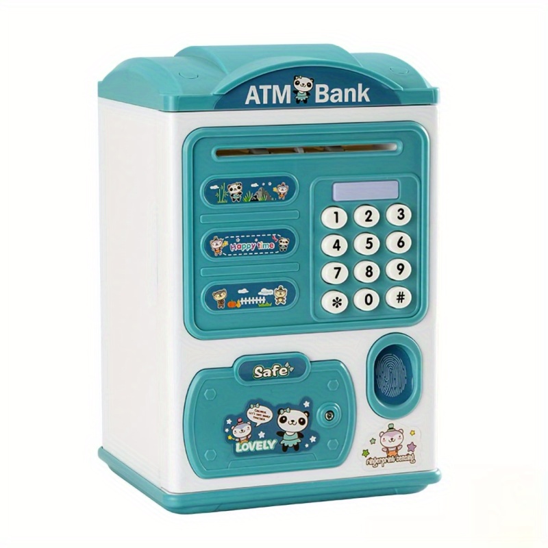 electronic piggy bank with password piggy bank cute coin jar large electronic money coin banks with password fingerprint protection automatic   scroll saving box great gift blue