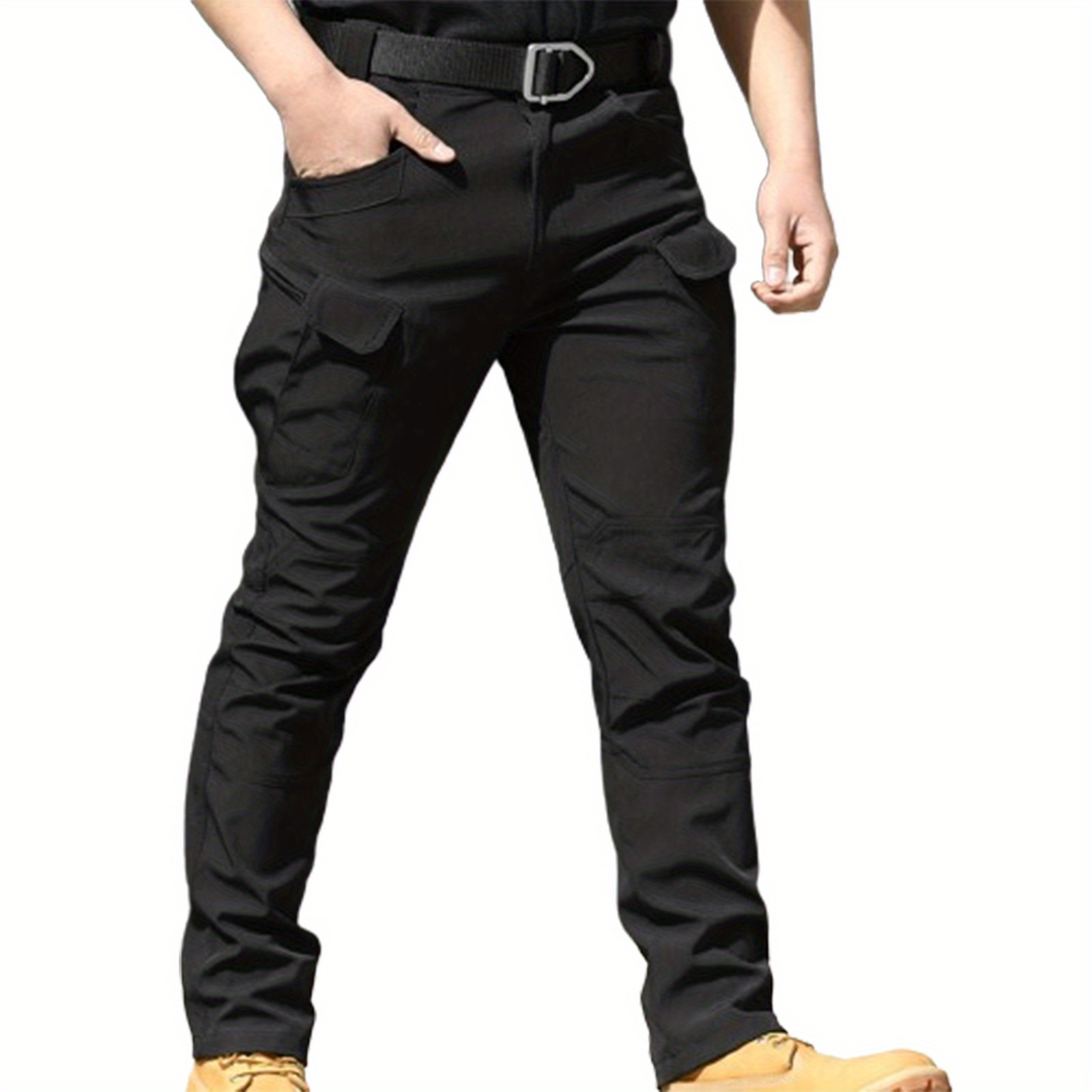 

Men Fashion Cargo Pants Solid Color Multi-pockets Waterproof Trousers Fall Casual Jogger Pants Sweatpants