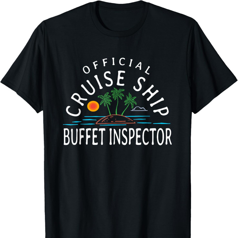 

Official Cruise Ship Buffet T-shirt Casual Summer Tee Soft Breathable Mens Print T-shirt Cotton