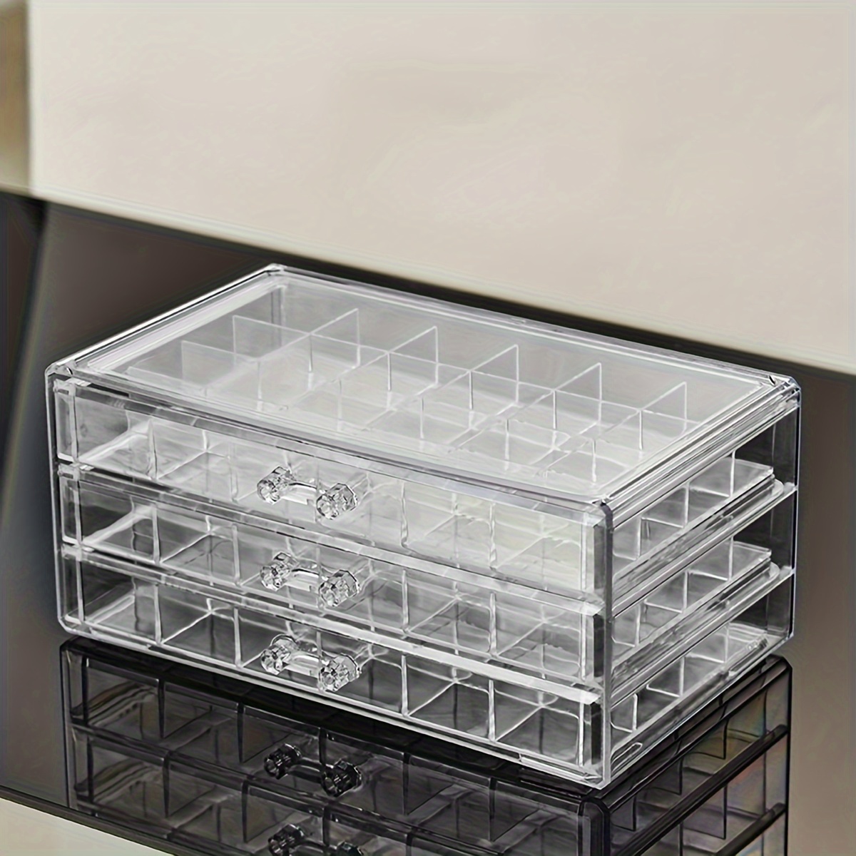 TEMU 1pc 3-layer 72-grid Large Capacity Ring Earrings Necklace Jewelry Storage Box