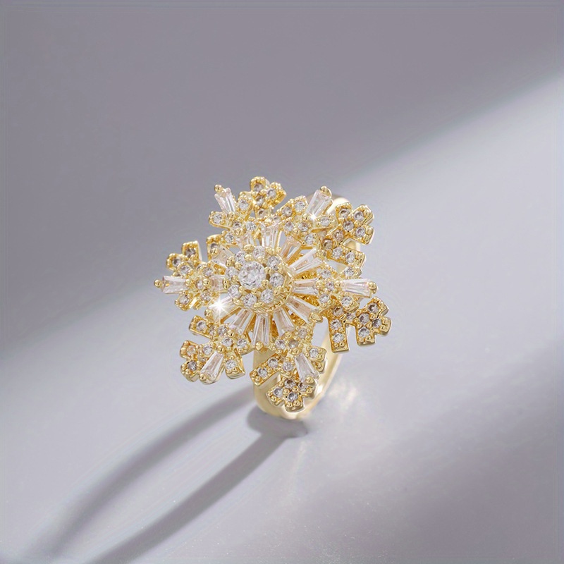 

Ladies Fashion New Snowflake Double-layer Rotatable Split Ring