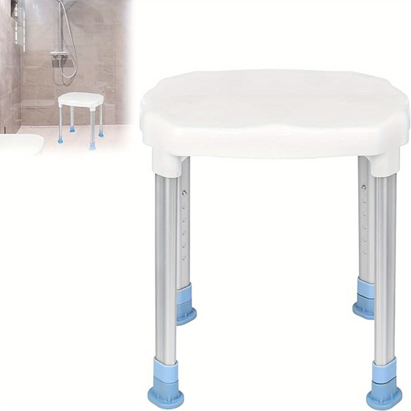 TEMU Sgabello Doccia Sedia Doccia Antiscivolo Regolabile in Altezza Aiuto Doccia Seduta Bagno Sgabello Bagno Seduta per Anziani Portata Massima 150kg