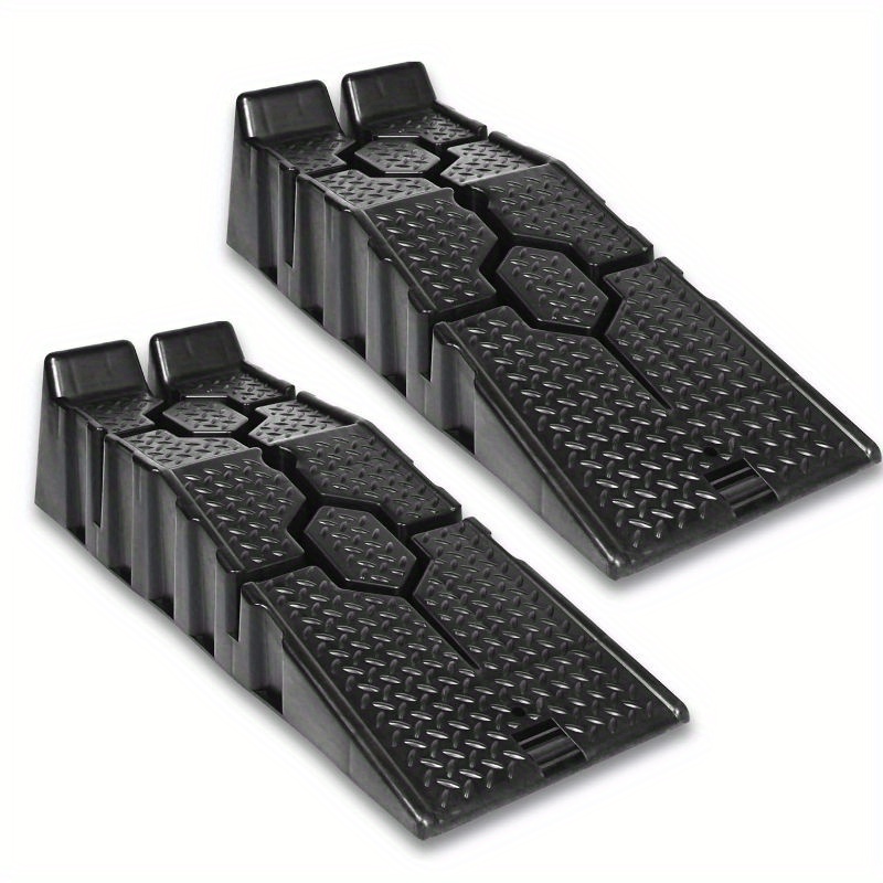 E-shop 2er-Pack PP-Kunststoff- Zugangsrampen Autoaufzug mit -Rutsch-Oberfläche Kippschutz Auto-Rampe 90 x 31 x 22,5 cm, Tragfähigkeit bis zu 2500 kg