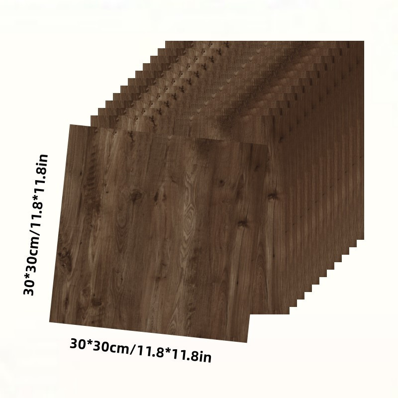 Image of 12/24-sheet Self-adhesive & Wall Panels - Waterproof Wood Floor Tiles With Wood Grain Texture, Suitable, Bathroom, Living Room, (no Glue Needed)
