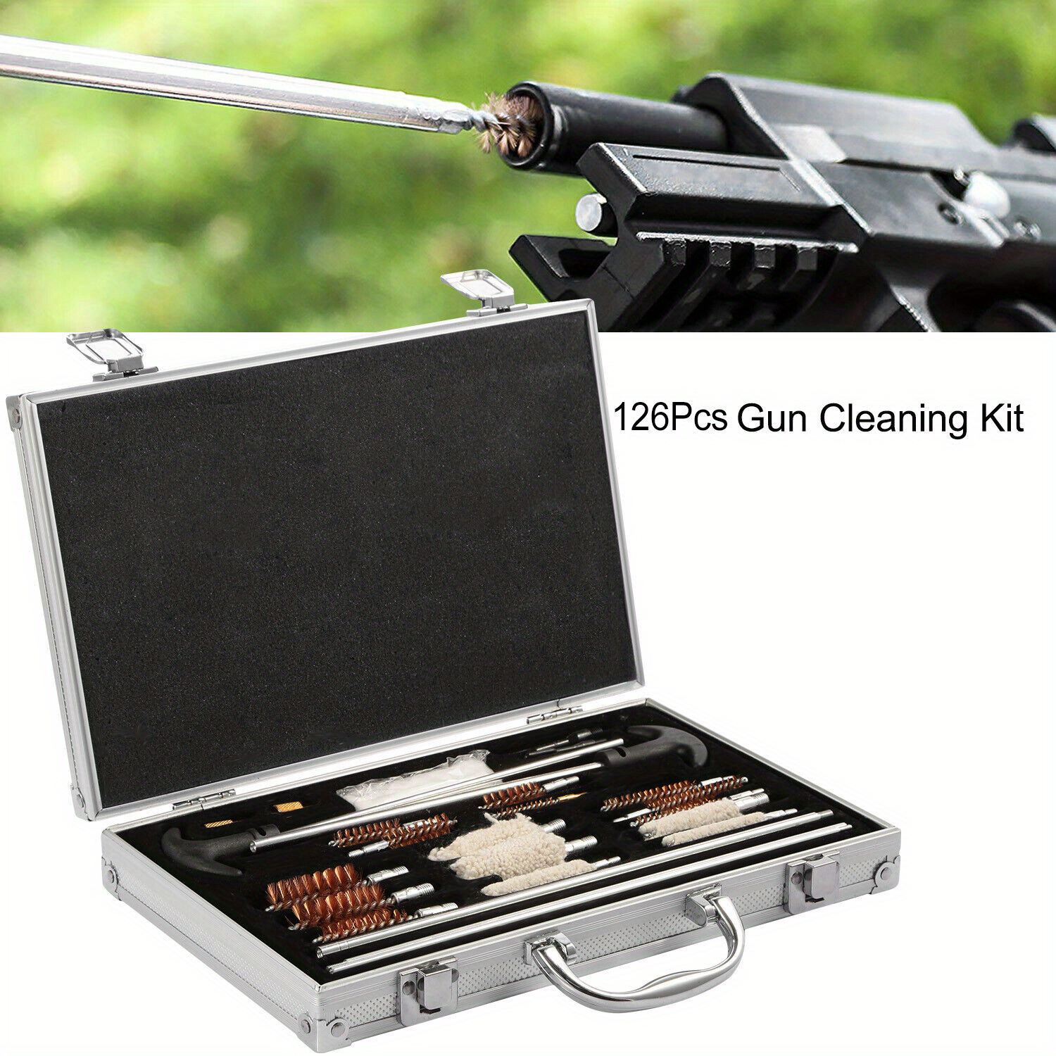 1pc aluminum alloy gun cleaning kit with double handle case non electric tube wire brushes for outdoor patio wall maintenance   plastic material details 1