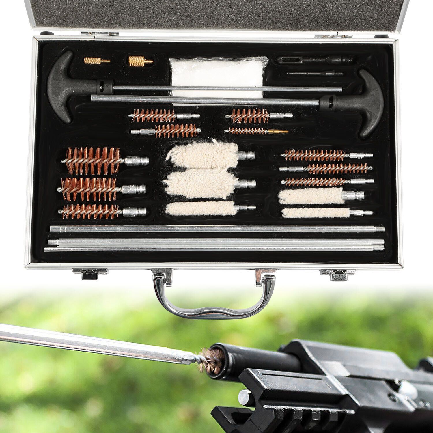 1pc aluminum alloy gun cleaning kit with double handle case non electric tube wire brushes for outdoor patio wall maintenance   plastic material details 5