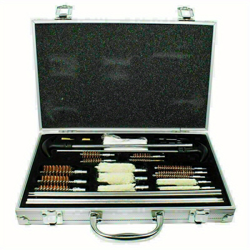 1pc multifunctional gun cleaning kit with aluminum alloy case unflagged bristle brushes copper wire patches suitable for car toilet kitchen cleaning   plastic material details 0