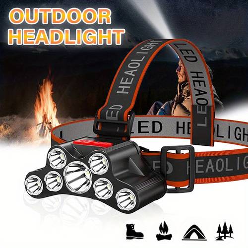 7 led usb rechargeable headlamp 36v operating voltage rechargeable battery no wireless communication for camping running fishing travel emergencies work light