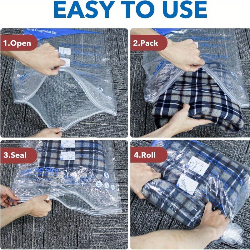 9 pack vacuum storage bags with manual air pump 2   large 3 medium space saving sealed bags airtight compression for clothes pillows blankets bedding plastic no power required multi purpose straight shape details 5